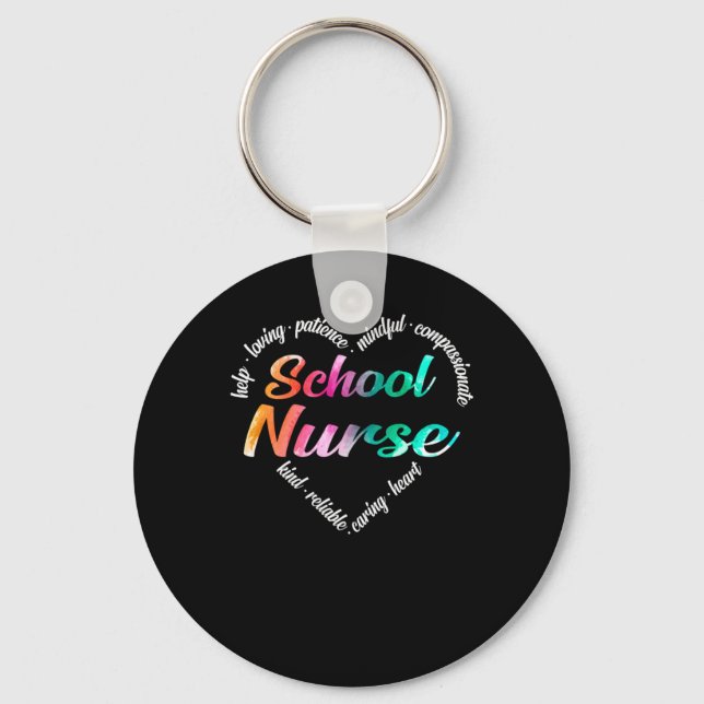 School Nurse School Nurse Heart Word Cloud Waterco Key Ring (Front)