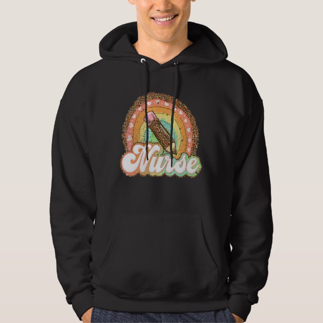 School Nurse Squad Crew Team Leopard Rainbow Hoodie (Front)