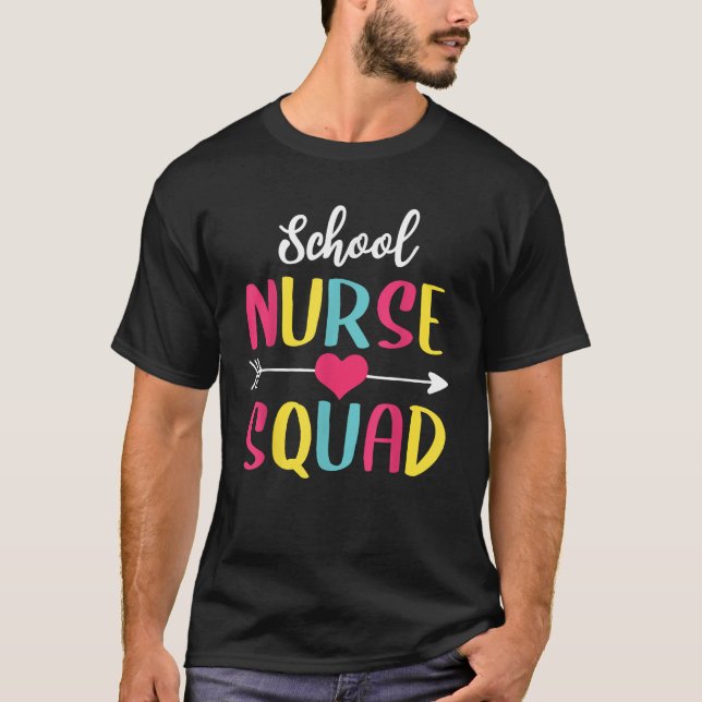 School Nurse Squad Cute Funny Nurses T-Shirt (Front)