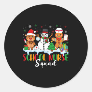 School Nurse Squad Reindeer Snowman Gingerbread Ch Classic Round Sticker