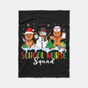 School Nurse Squad Reindeer Snowman Gingerbread Ch Fleece Blanket