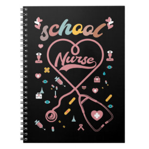 School Nurse Stethoscope Heart Medical Notebook