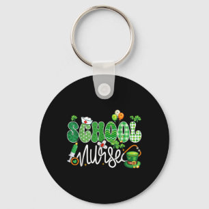 School Nurse Stethoscope Lucky Shamrock Funny Key Ring