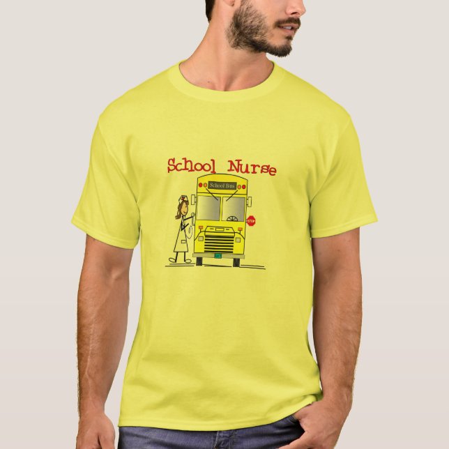 School Nurse Stick People Design T-Shirt (Front)
