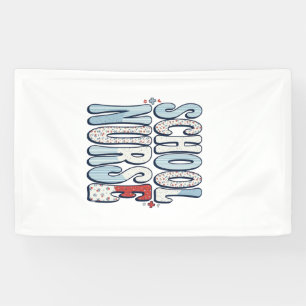 School Nurse Vintage Floral Typography Shirt Desig Banner