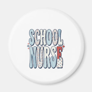 School Nurse Vintage Floral Typography Shirt Desig Magnet
