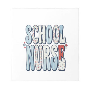 School Nurse Vintage Floral Typography Shirt Desig Notepad
