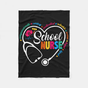 School Nurse Vintage Love Heart Nurse Life 1 Fleece Blanket