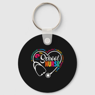 School Nurse Vintage Love Heart Nurse Life 1 Key Ring