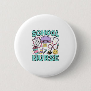 School Nurse Vintage Medical Collage Shirt Design_ 6 Cm Round Badge
