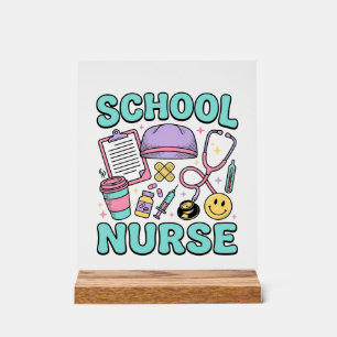 School Nurse Vintage Medical Collage Shirt Design_ Acrylic Sign