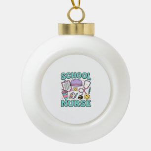 School Nurse Vintage Medical Collage Shirt Design_ Ceramic Ball Christmas Ornament