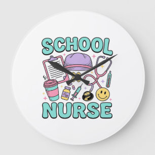 School Nurse Vintage Medical Collage Shirt Design_ Large Clock
