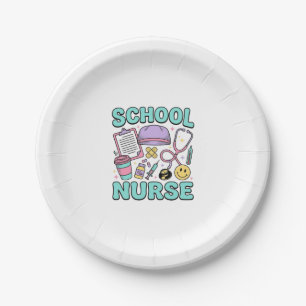 School Nurse Vintage Medical Collage Shirt Design_ Paper Plate