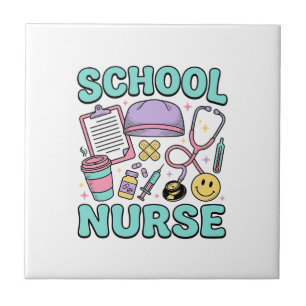 School Nurse Vintage Medical Collage Shirt Design_ Tile