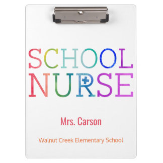 School Nurse Watercolor Typography Personalised Clipboard