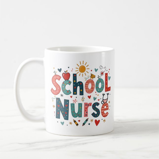 School Nurse Whimsical – Personalised Name Coffee Mug (Left)