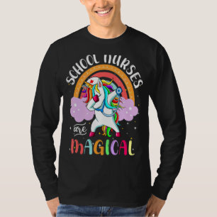 School Nurses Rn Nursing Magical Unicorn Rainbow T-Shirt