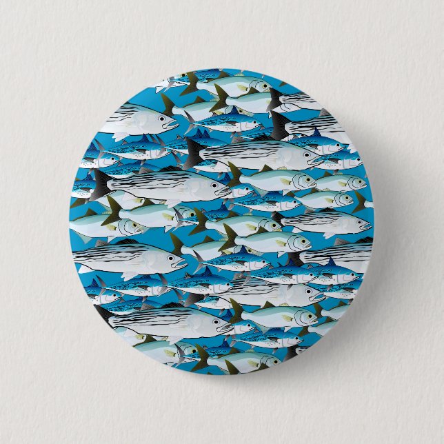 School of Atlantic Surf Fish in blue 6 Cm Round Badge (Front)