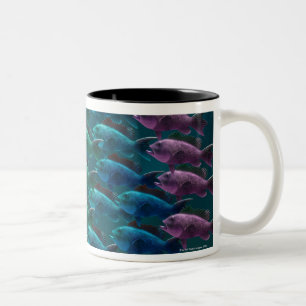 School of black sea bass in the colours of the Two-Tone coffee mug