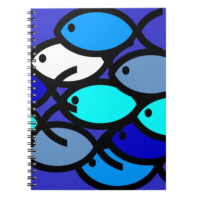School of Christian Fish Symbols - Blue - Notebook (Front)