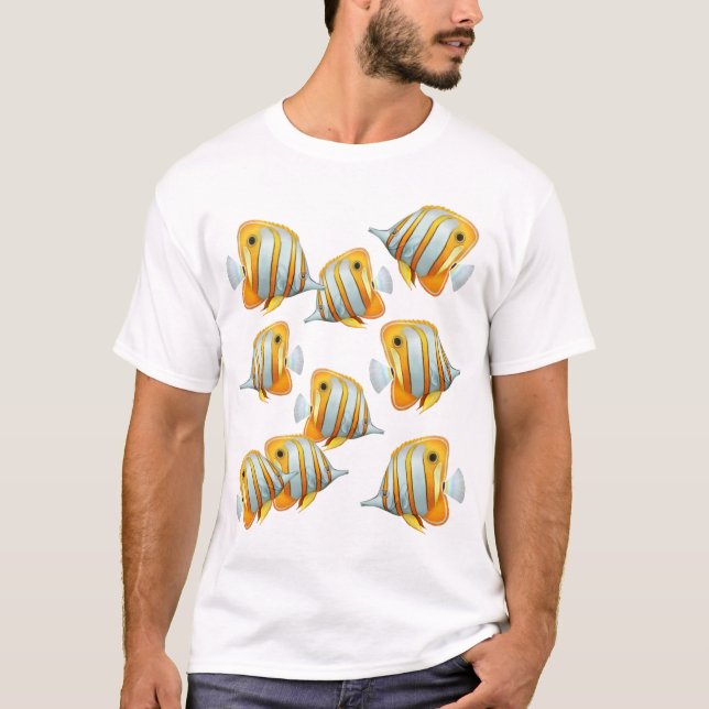 School of Copperband Butterfly Fish T-Shirt (Front)