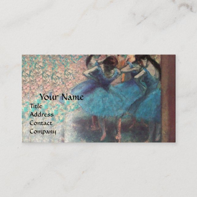 SCHOOL OF DANCE /BALLERINA  BALLET DANCERS IN BLUE BUSINESS CARD (Front)