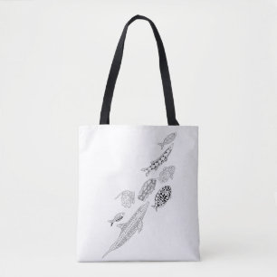 School Of Fish Adult Colouring Full Tote Bag