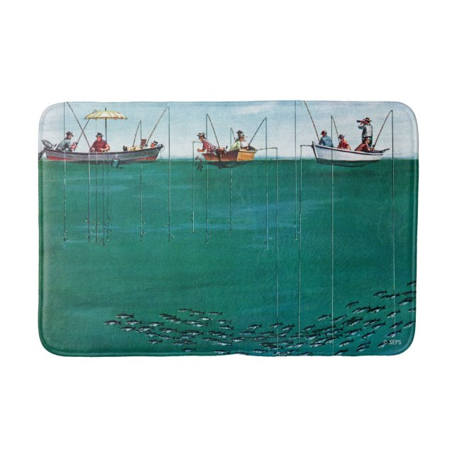 School of Fish Among Lines by Thornton Utz Bath Mat (Front)