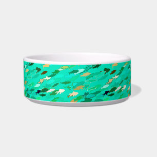 School of Fish, Aqua, Green and Gold Bowl