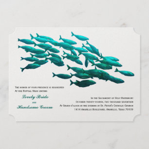 School of Fish Catholic Wedding Invitation