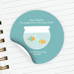 School of Fish Classroom Valentines Classic Round Sticker