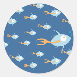 School of Fish Organic Planet Stickers