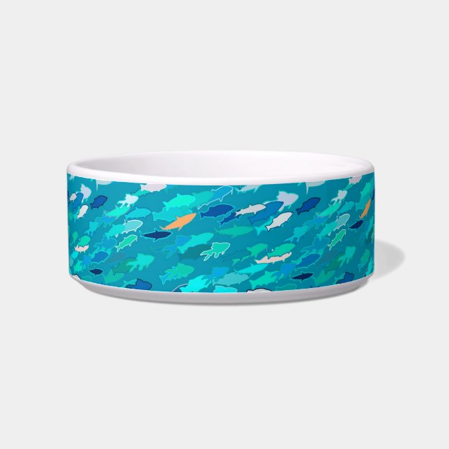 School of Fish, Turquoise,  Blue and Aqua  Bowl (Left)