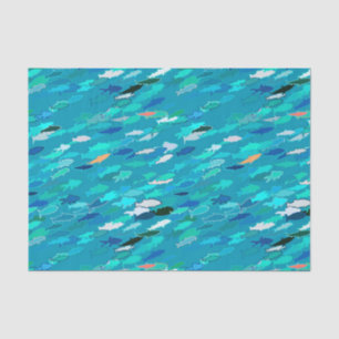 School of Fish, Turquoise,  Blue and Aqua  Tissue Paper