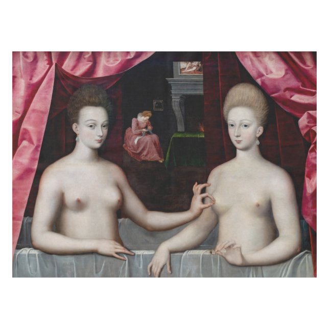 School of Fontainebleau - Gabrielle d'Estrees Tablecloth (Front (Horizontal))