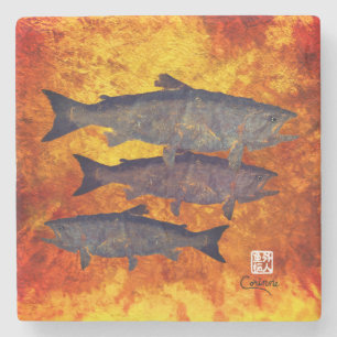 School of Salmon - Marble Coaster