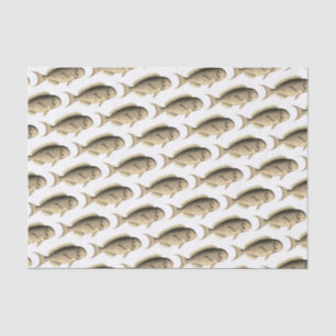 School of Sepia Fish Pattern Vintage Illustration Tissue Paper