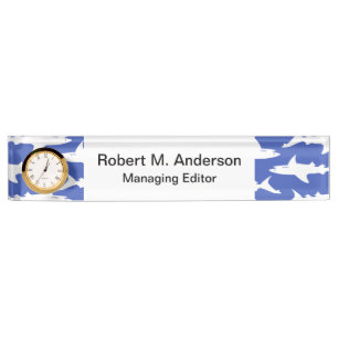 School of Sharks Funny Blue and White Nameplate