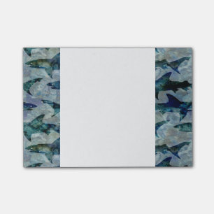 School of Sharks in Watery Blue Post-it Notes