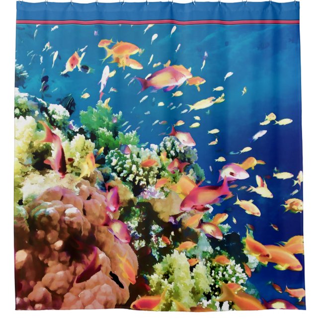 School of Tropical Fish in Ocean Reef Shower Curtain (Front)
