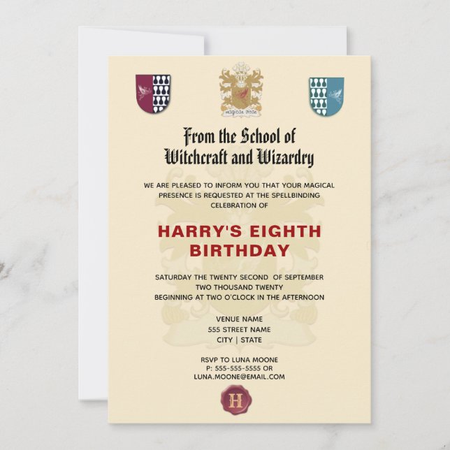 School of Witches and Wizards Birthday Party Invitation (Front)