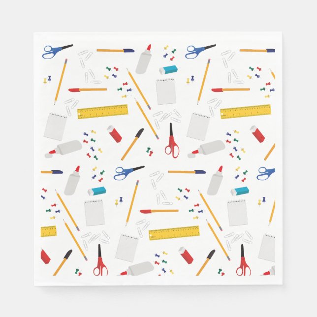 School Office & Crafts Supplies Pattern Napkin (Front)