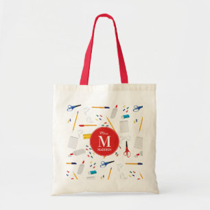 School Office & Crafts Supplies Teacher Monogram Tote Bag