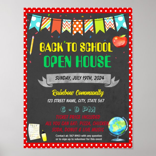 School Open House event template Poster (Front)