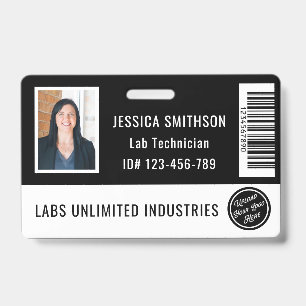 School or Business Photo ID Black and White Badge
