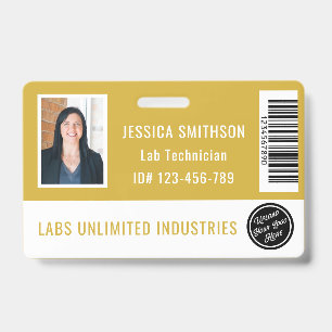 School or Business Photo ID Mustard Yellow Badge
