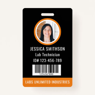 School or Business Photo ID Orange Black ID Badge