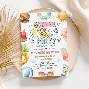 School Out Pool Party Start Of Summer Vacation Invitation