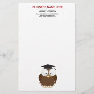 School owl with mortar board stationery